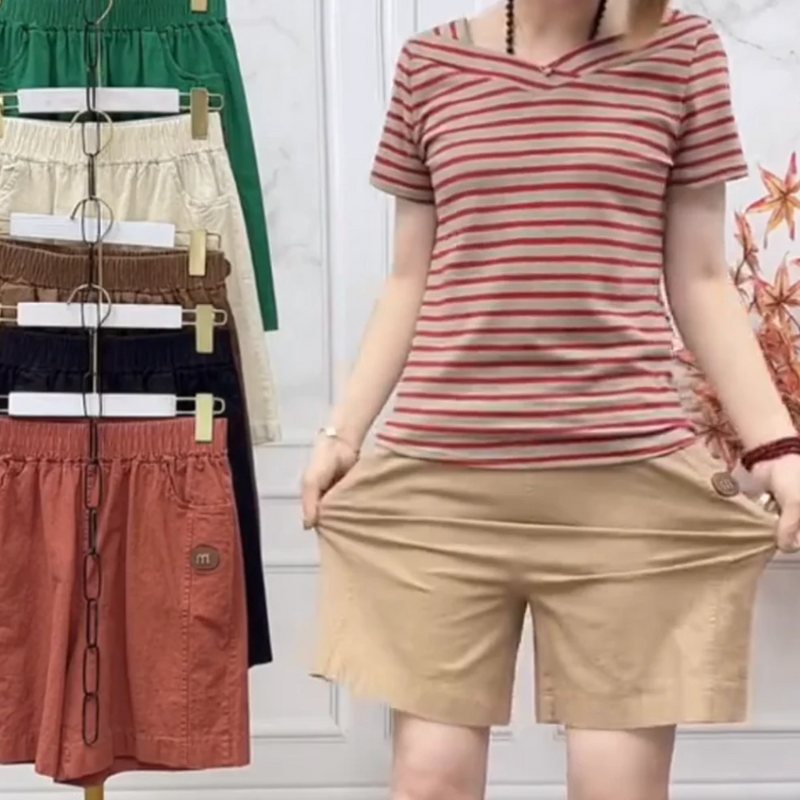 (Super Promo: Compre 1 Leve 3) Shorts Clarisse™ em Sarja com Cintura Elástica e Caimento Soltinho / Elegância e Frescor para o Verão!